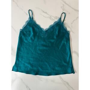 Victoria's Secret Top Teal Spaghetti Straps Lace Women's XS